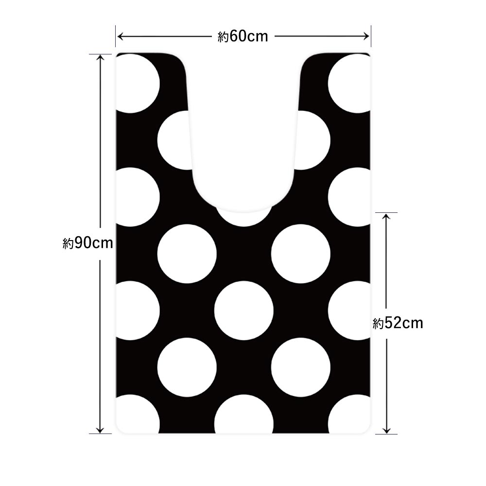拭けるトイレマット 「Sheetan シータン」 ロング ドット05 ブラック×ホワイト 60cm×90cm