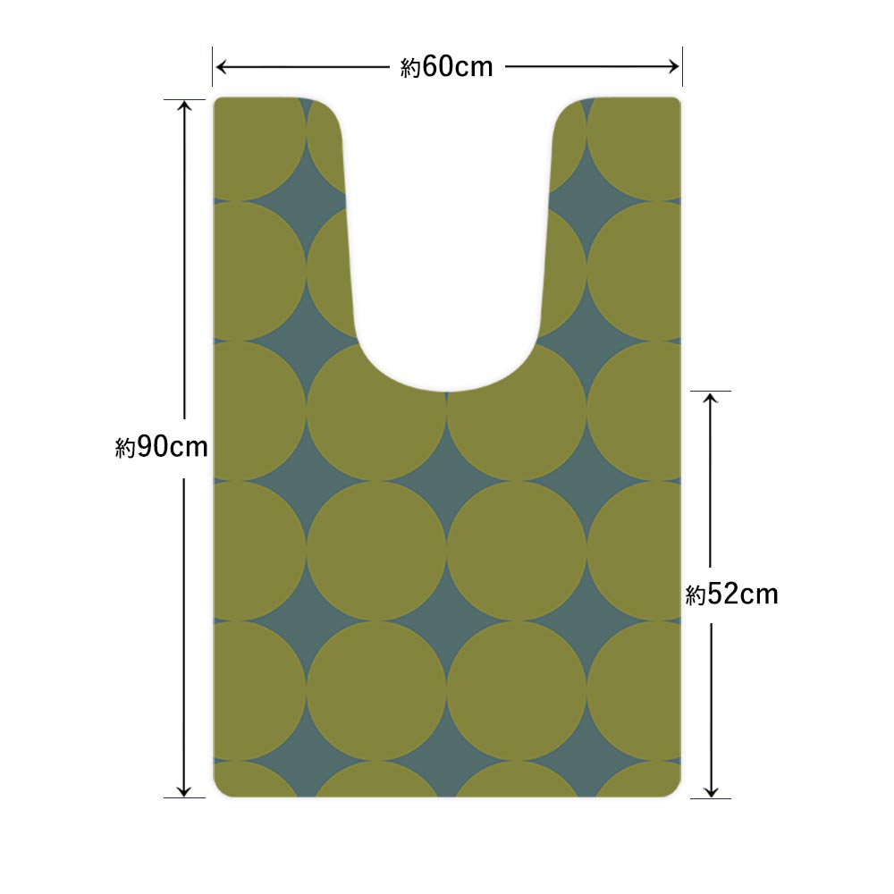 拭けるトイレマット 「Sheetan シータン」 ロング ドット06 グリーン×カーキ 60cm×90cm