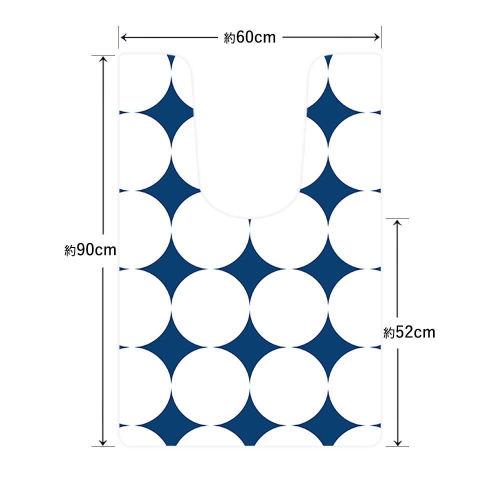 拭けるトイレマット 「Sheetan シータン」 ロング ドット07 ネイビー×ホワイト 60cm×90cm