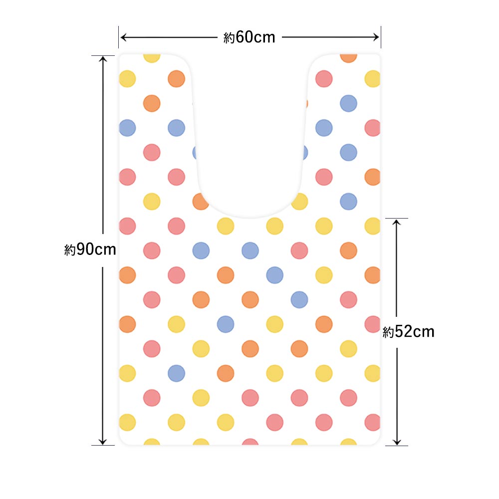 拭けるトイレマット 「Sheetan シータン」 ロング ドット09 ホワイト×パステル 60cm×90cm