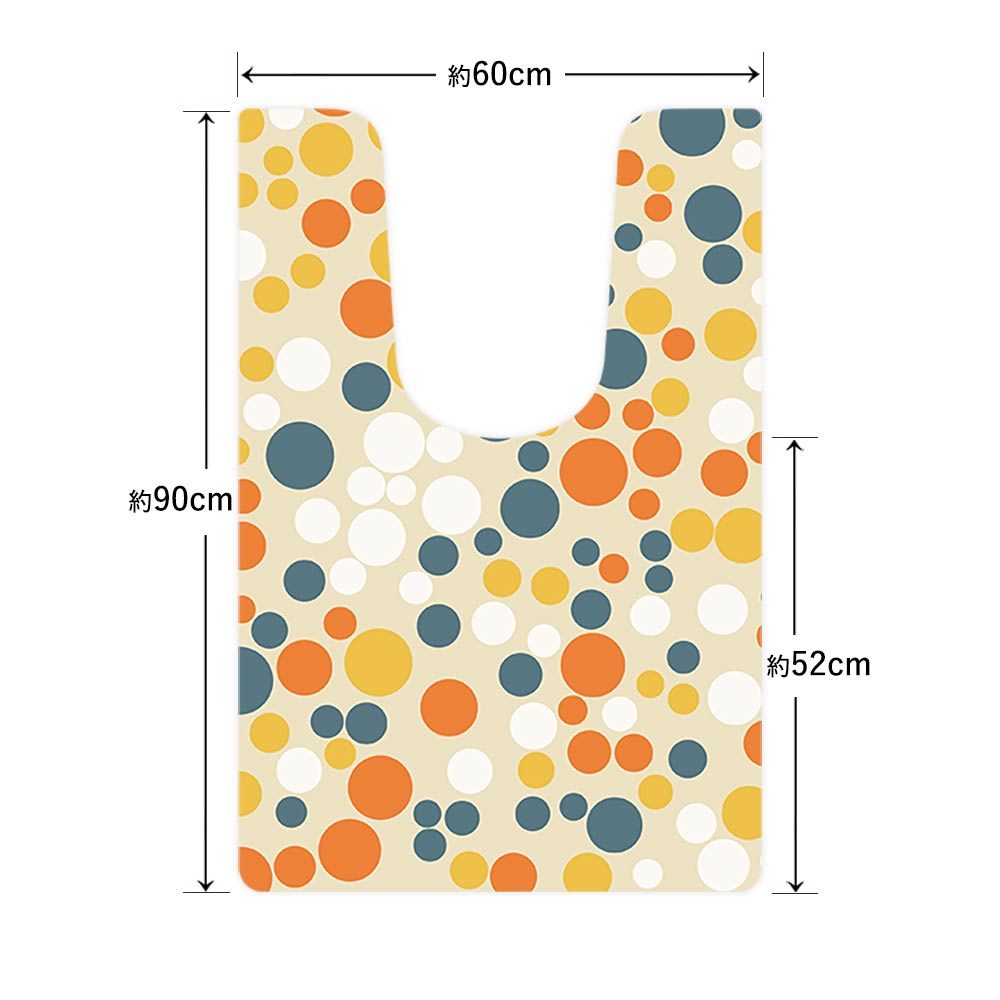 拭けるトイレマット 「Sheetan シータン」 ロング ドット12 オレンジランダム 60cm×90cm