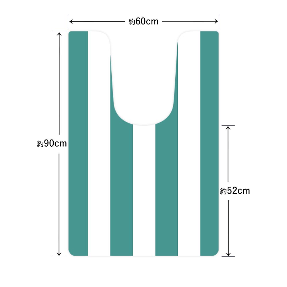 拭けるトイレマット 「Sheetan シータン」 ロング ストライプ02 グリーン×ホワイト 60cm×90cm
