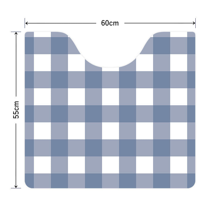 拭けるトイレマット 「Sheetan シータン」 スクエア チェック02 ブルーグレー 60cm×55cm