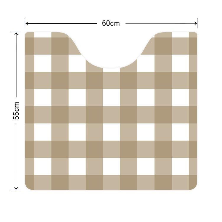 拭けるトイレマット 「Sheetan シータン」 スクエア チェック03 ベージュ 60cm×55cm
