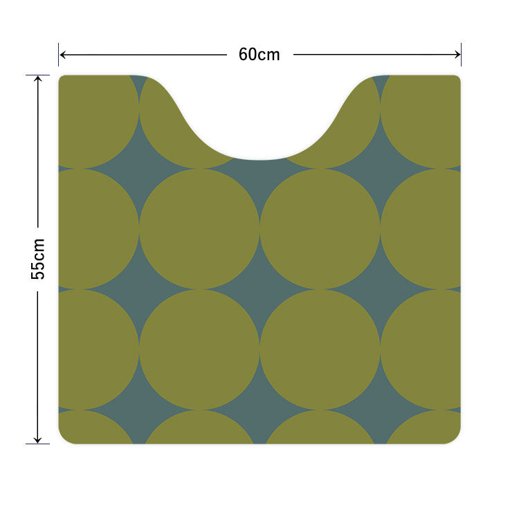 拭けるトイレマット 「Sheetan シータン」 スクエア ドット06 グリーン×カーキ 60cm×55cm