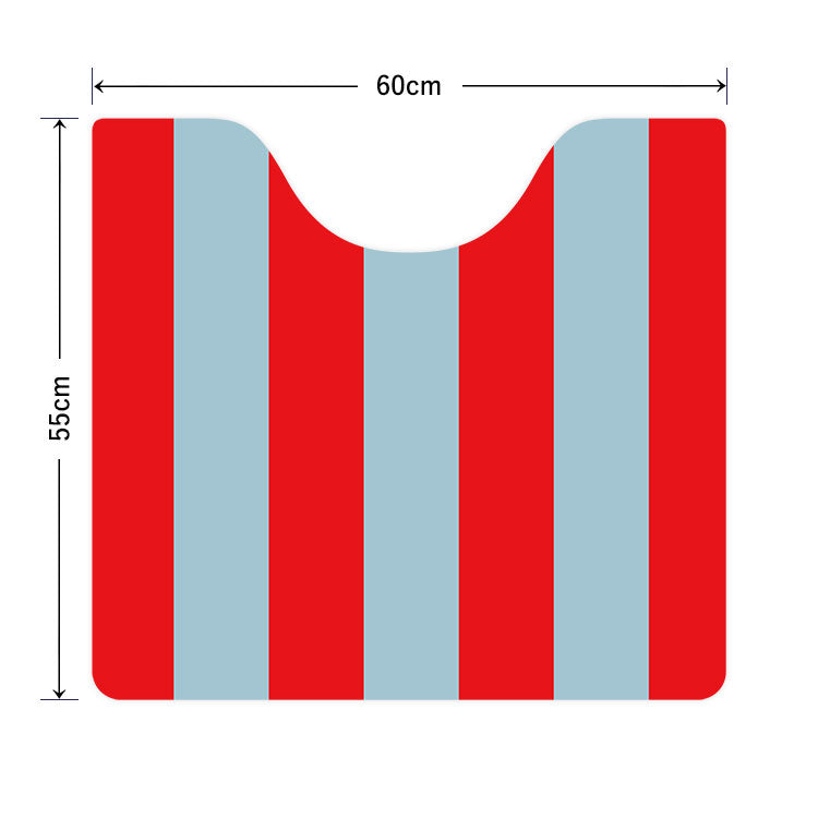 拭けるトイレマット 「Sheetan シータン」 スクエア ストライプ10 レッド×アクア 60cm×55cm