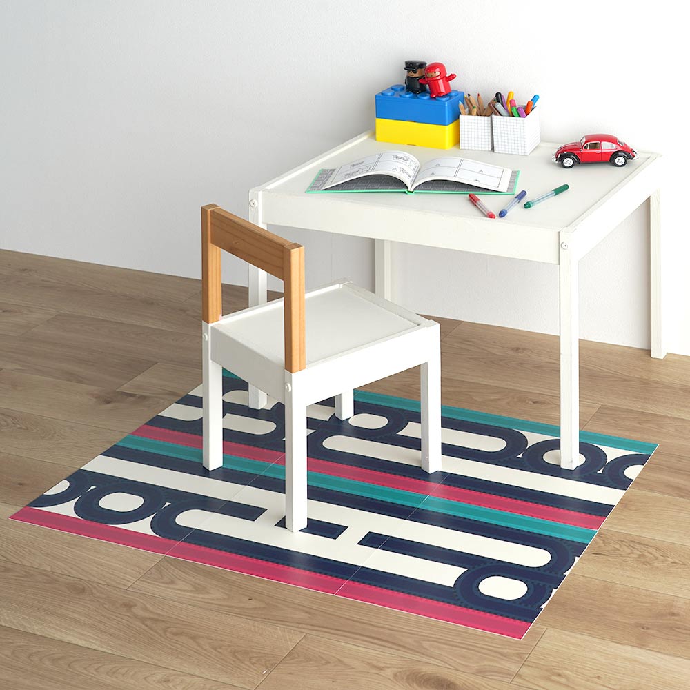 貼ってはがせる クッションフロアタイル WALL-RAIL SHUPON シュポン（ネイビー） Mサイズ 施工画像