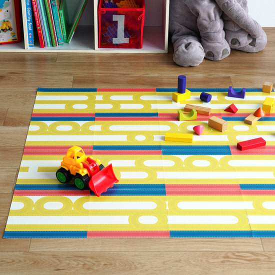 貼ってはがせる クッションフロアタイル WALL-RAIL SHUPOY シュポーイ（イエロー） Sサイズ 施工画像