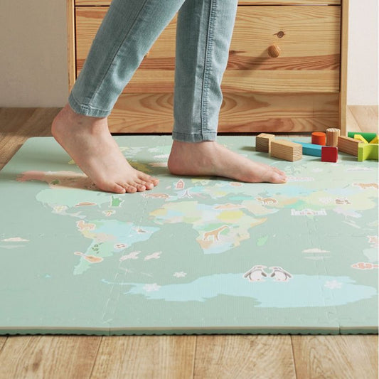 FLOOR POPS! ジョイントマット 約29cm×29cm  9枚入り サイドパーツ付 Worldmap ワールドマップ