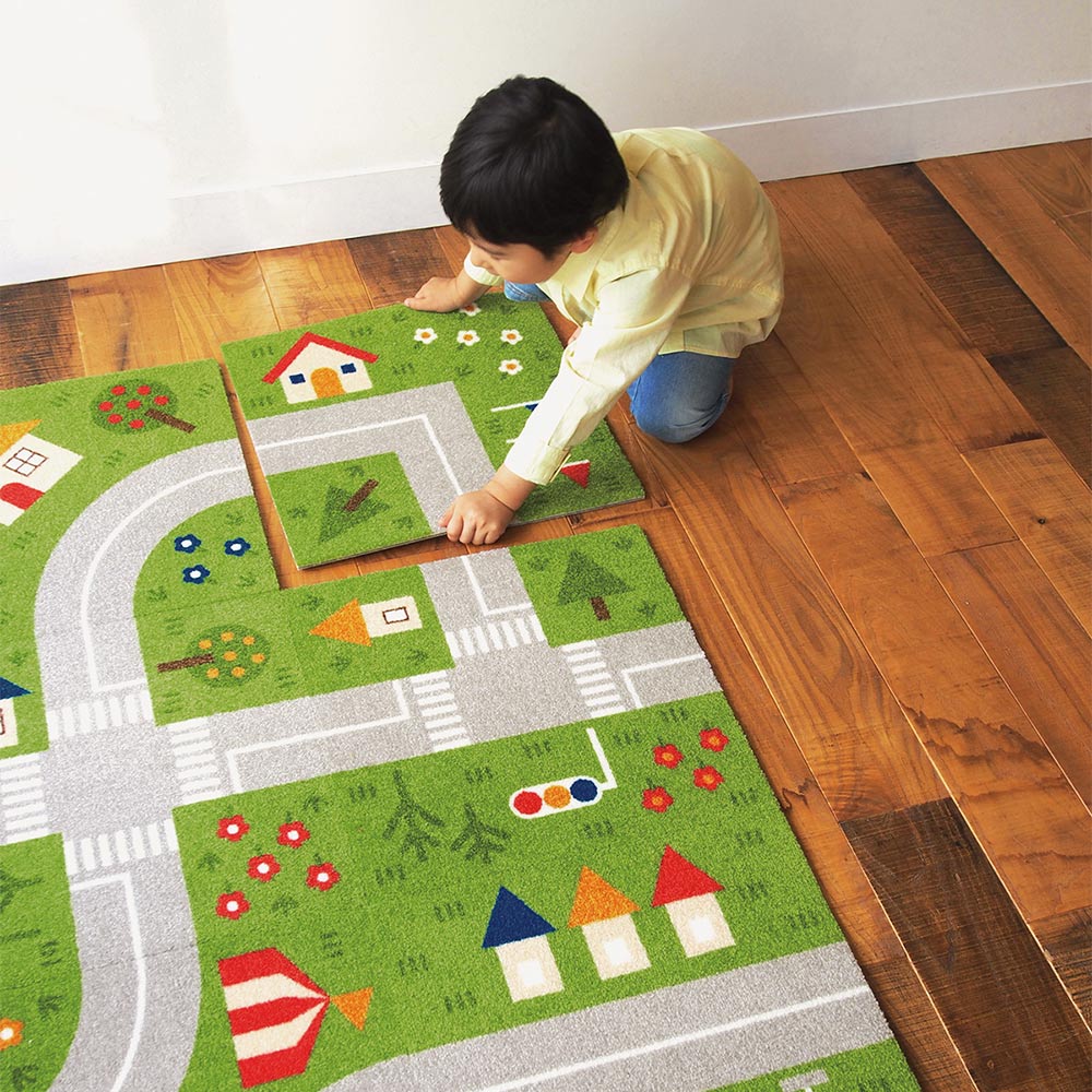 洗えるタイルカーペット 東リ ファブリックフロア キッズロード パネルカーペット 【1ケース(6枚入)単位で販売】 AKTD2-SET6  吸着タイプ 床暖房対応