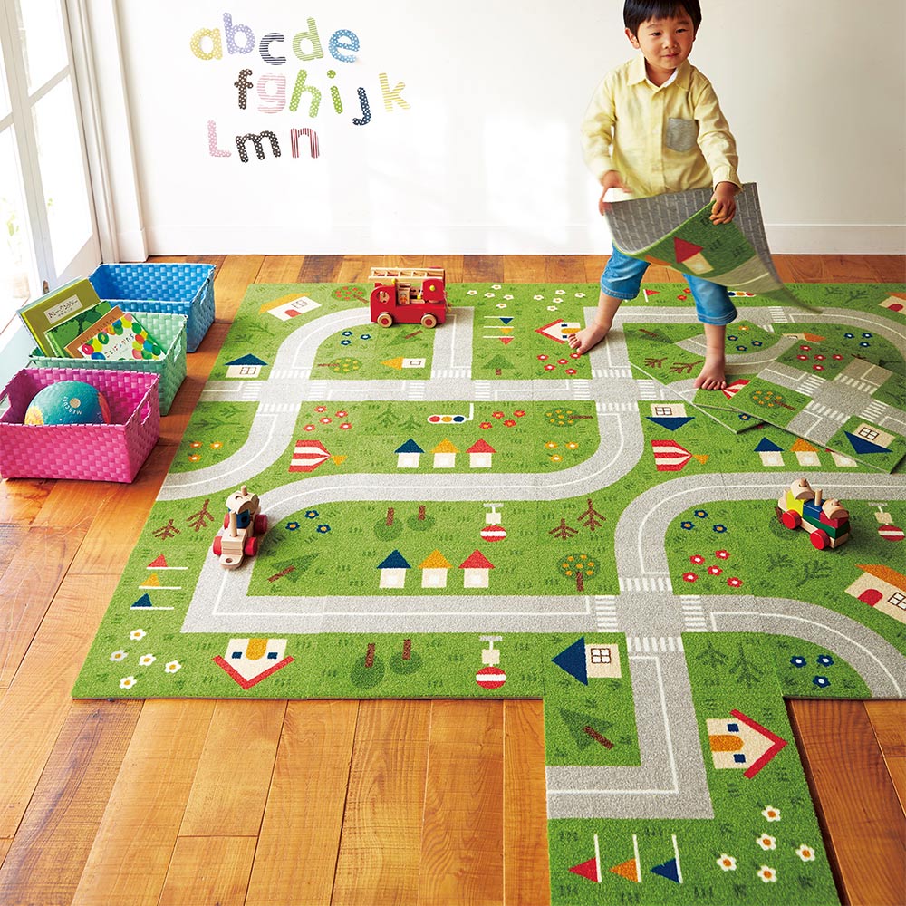 洗えるタイルカーペット 東リ ファブリックフロア キッズロード パネルカーペット 【1ケース(6枚入)単位で販売】 AKTD2-SET6  吸着タイプ 床暖房対応