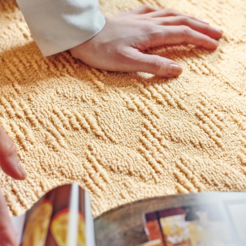 洗えるタイルカーペット 東リ ファブリックフロア アタック1100 スフレニット 【1ケース(10枚入)単位で販売】 AK1102 クリームイエロー 吸着タイプ 床暖房対応