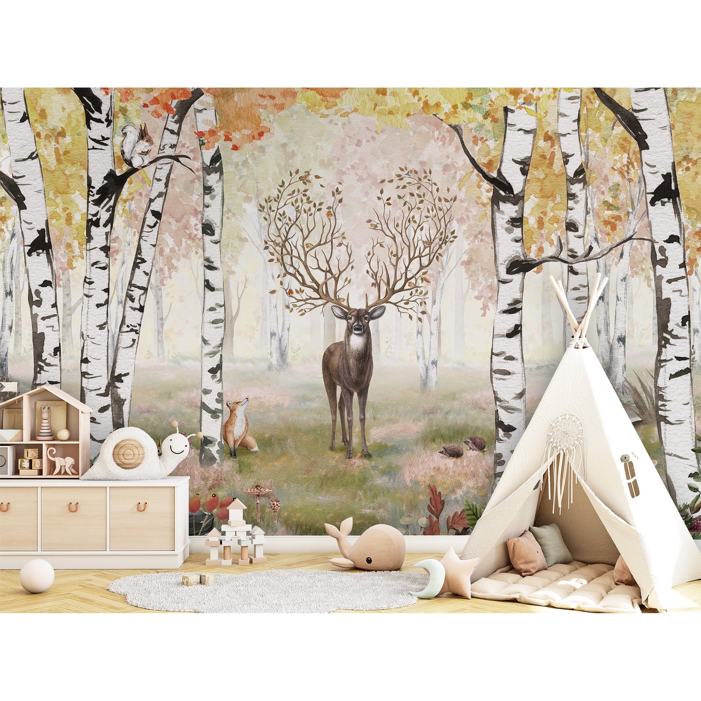 はがせるミューラル壁紙 のりなし KIKKI BELLE Amazing Antlers Autumn W13293