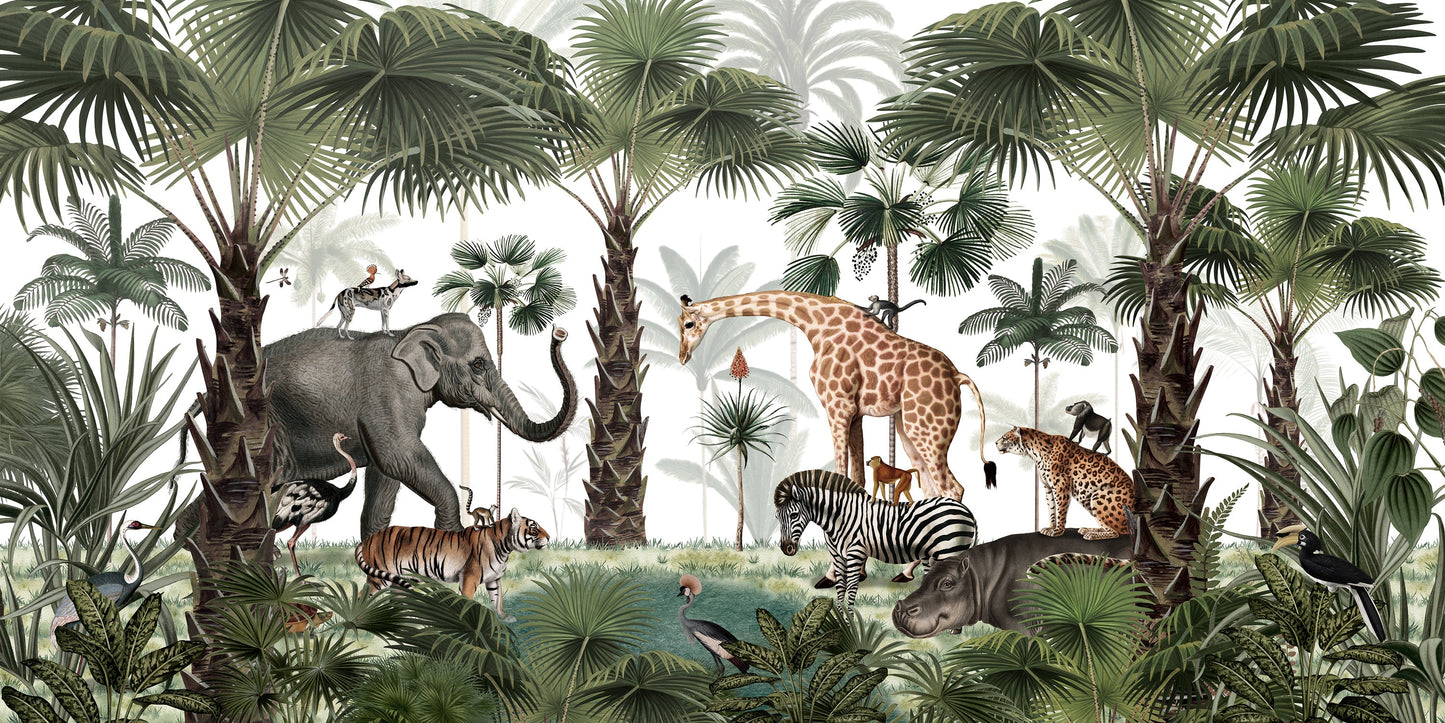 はがせるミューラル壁紙 のりなし KIKKI BELLE Animal Kingdom W13295