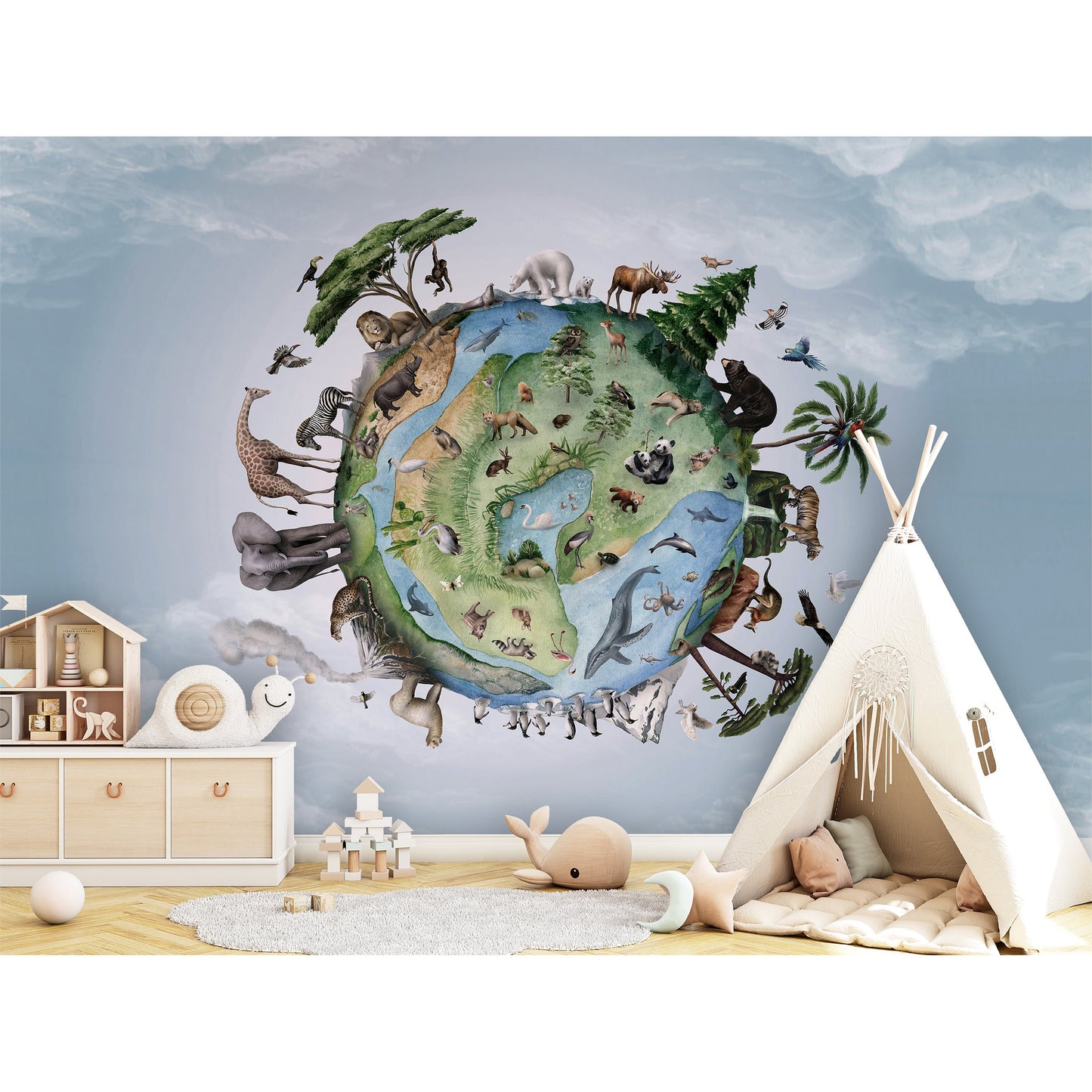 はがせるミューラル壁紙 のりなし KIKKI BELLE Animals of Earth W13296