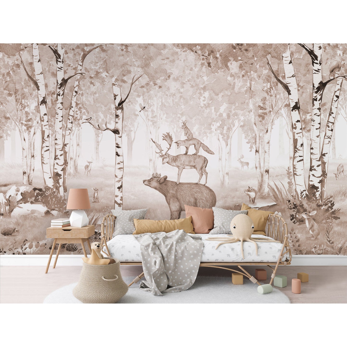 はがせるミューラル壁紙 のりなし KIKKI BELLE Bear King Brown W13299