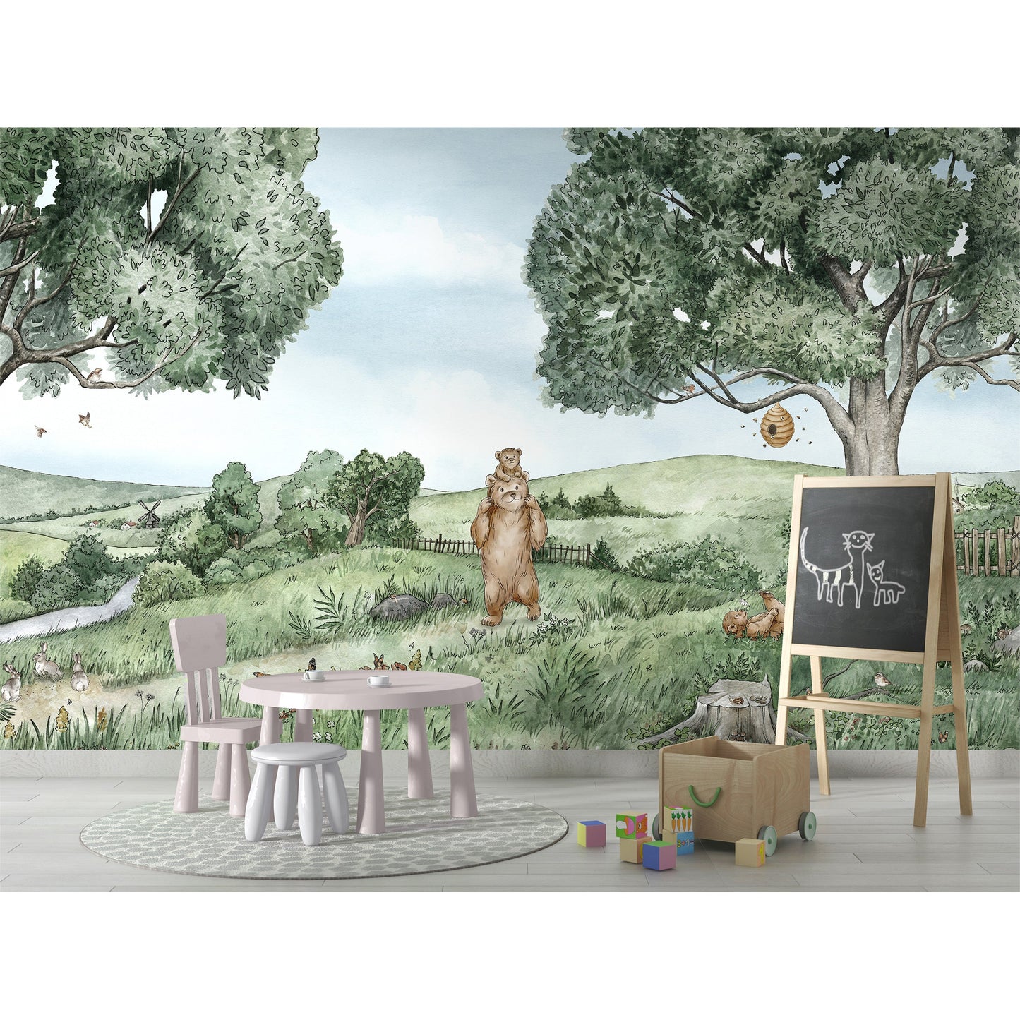 はがせるミューラル壁紙 のりなし KIKKI BELLE Bears and Bees W13301