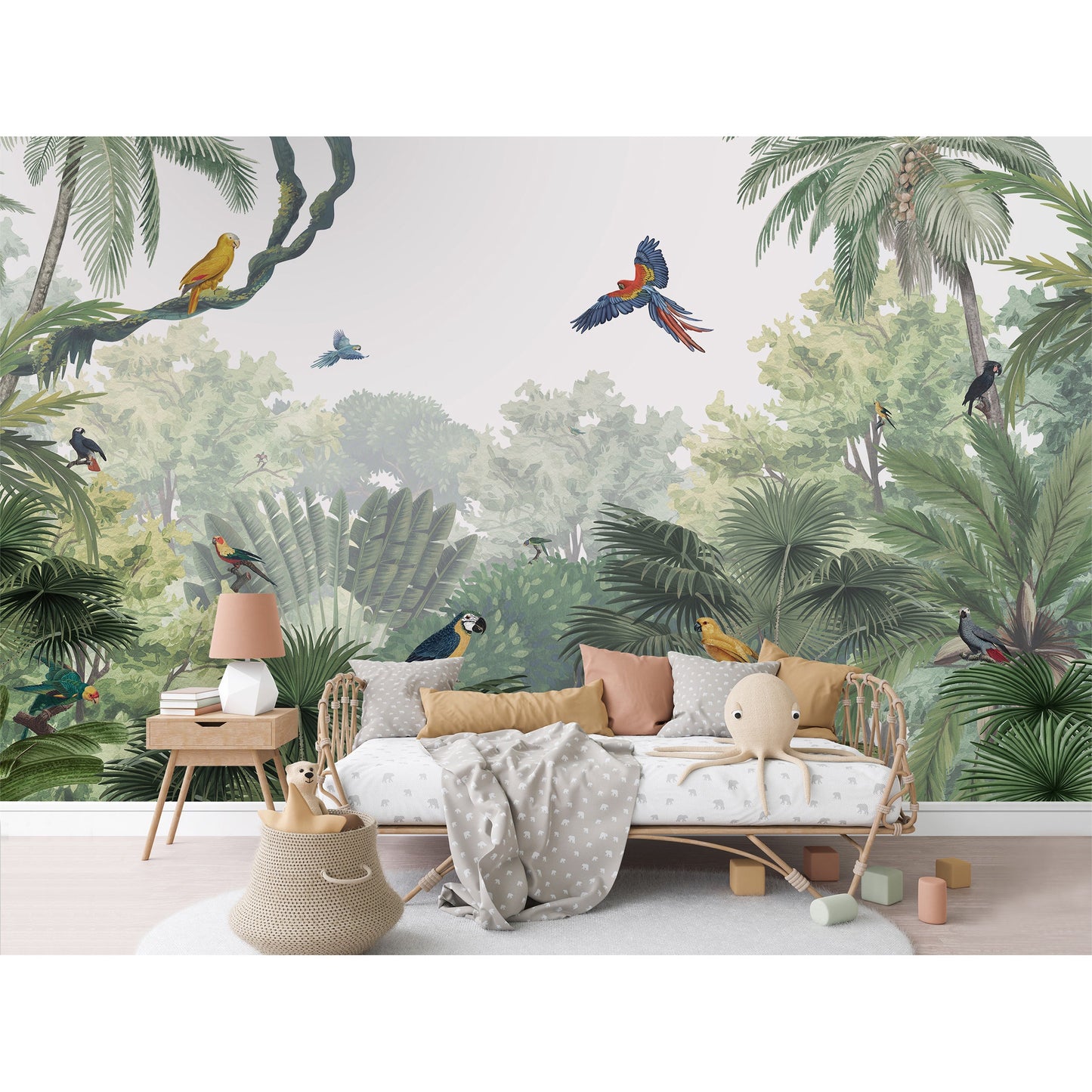 はがせるミューラル壁紙 のりなし KIKKI BELLE Canopy Jungle Natural W13305