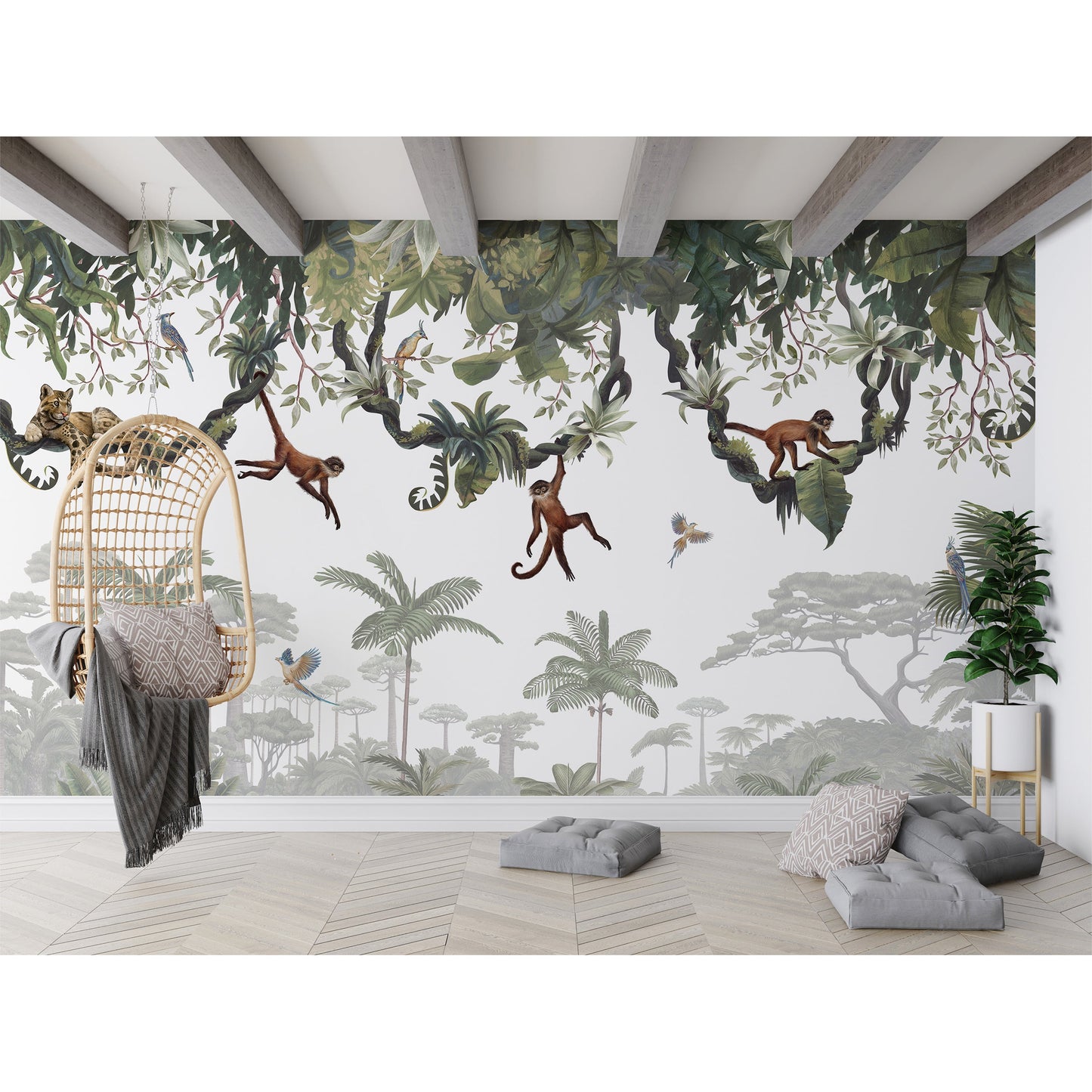 はがせるミューラル壁紙 のりなし KIKKI BELLE Cheeky Monkeys W13307