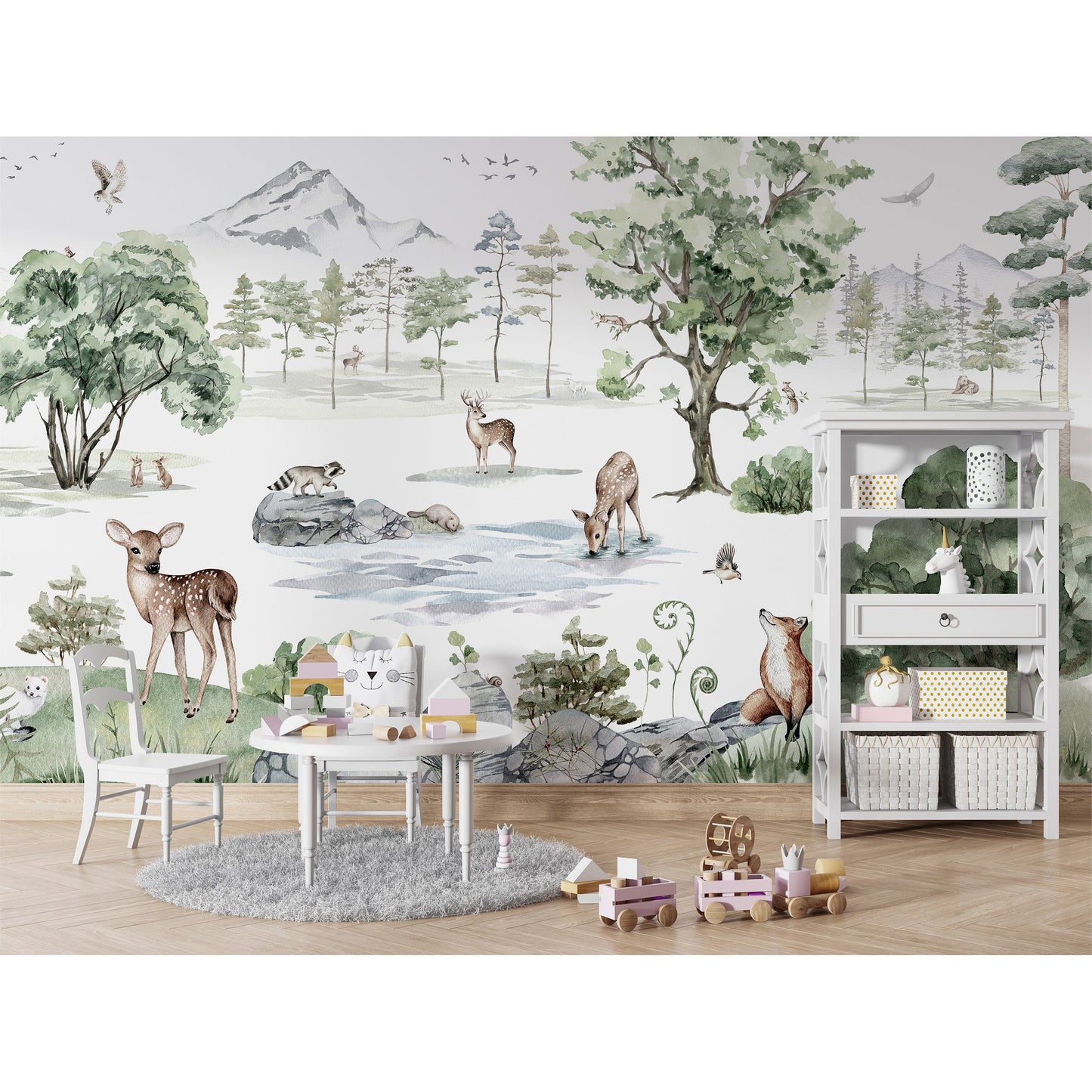 はがせるミューラル壁紙 のりなし KIKKI BELLE Deer Forest Winter W13309