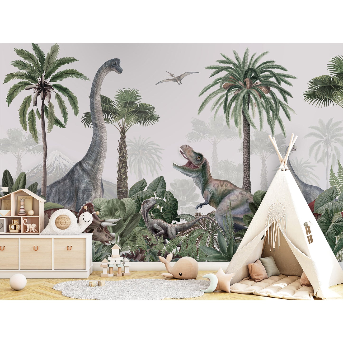 はがせるミューラル壁紙 のりなし KIKKI BELLE Dino Jive W13311