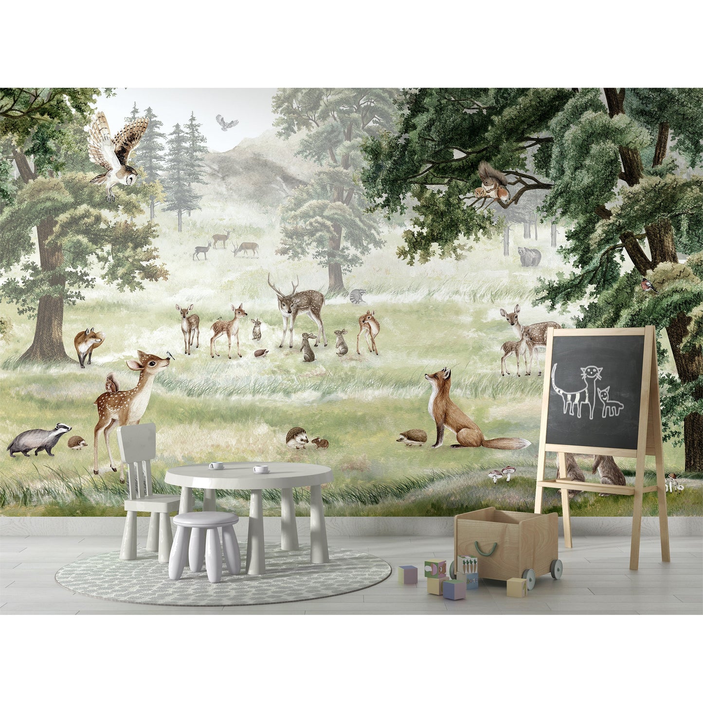 はがせるミューラル壁紙 のりなし KIKKI BELLE Forest Fun W13316