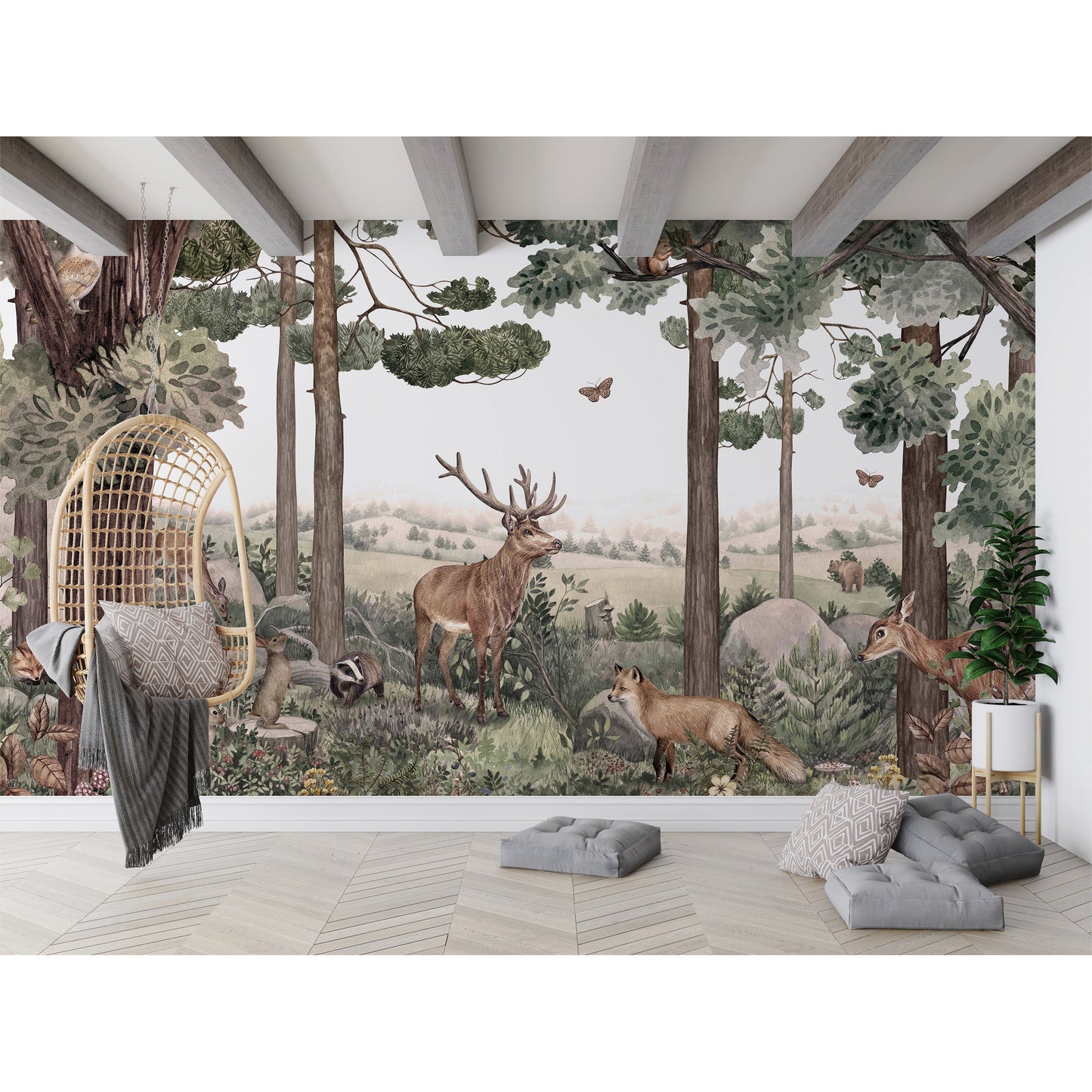 はがせるミューラル壁紙 のりなし KIKKI BELLE Forest Jive W13317