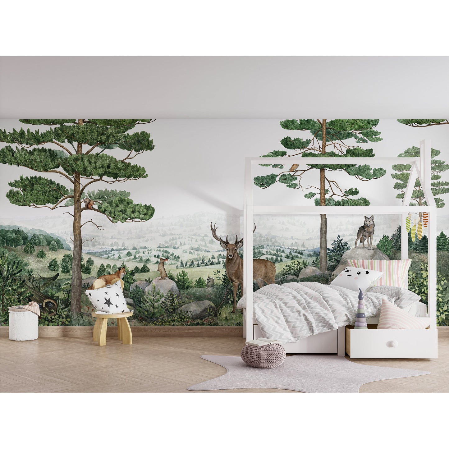 はがせるミューラル壁紙 のりなし KIKKI BELLE Forest Vista W13319