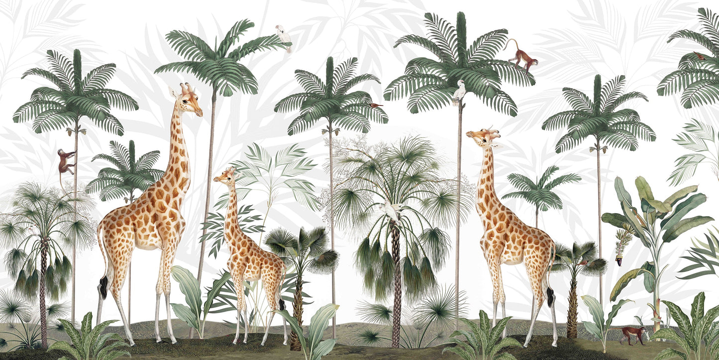 はがせるミューラル壁紙 のりなし KIKKI BELLE Gracious Giraffes W13320