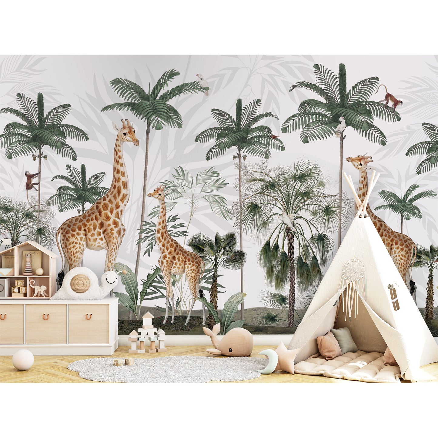 はがせるミューラル壁紙 のりなし KIKKI BELLE Gracious Giraffes W13320