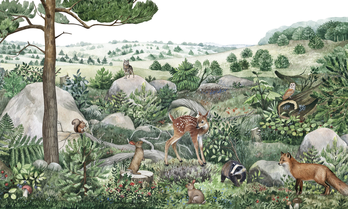 はがせるミューラル壁紙 のりなし KIKKI BELLE Happy Hills W13321