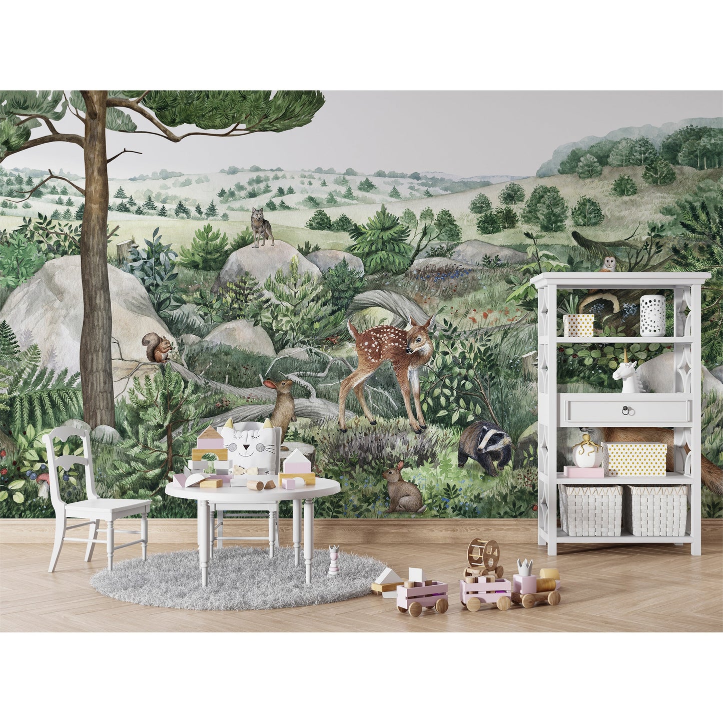 はがせるミューラル壁紙 のりなし KIKKI BELLE Happy Hills W13321