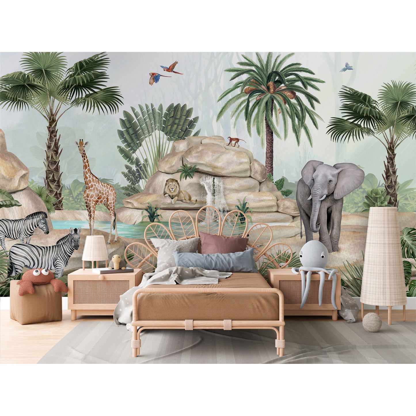 はがせるミューラル壁紙 のりなし KIKKI BELLE Jolly Jungle W13322