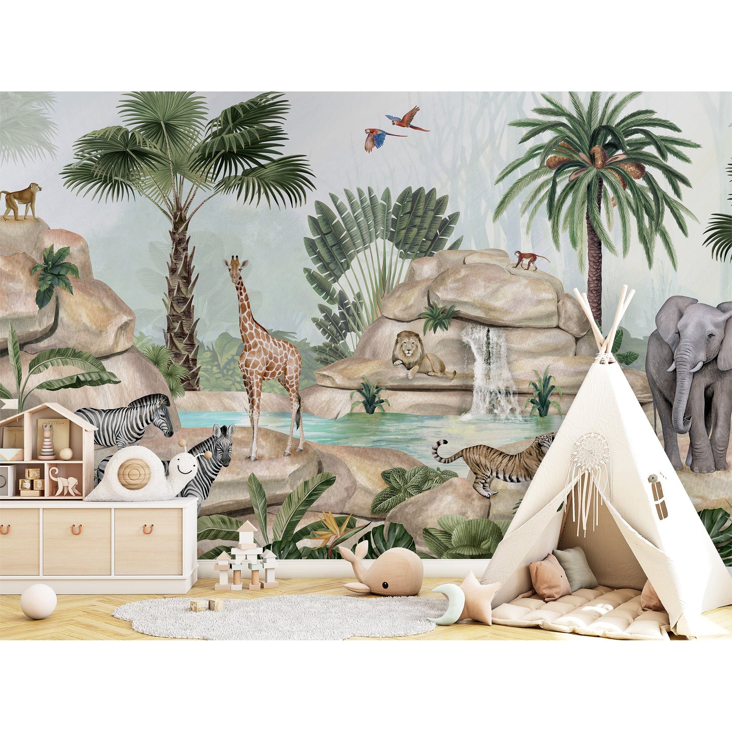 はがせるミューラル壁紙 のりなし KIKKI BELLE Jolly Jungle W13322