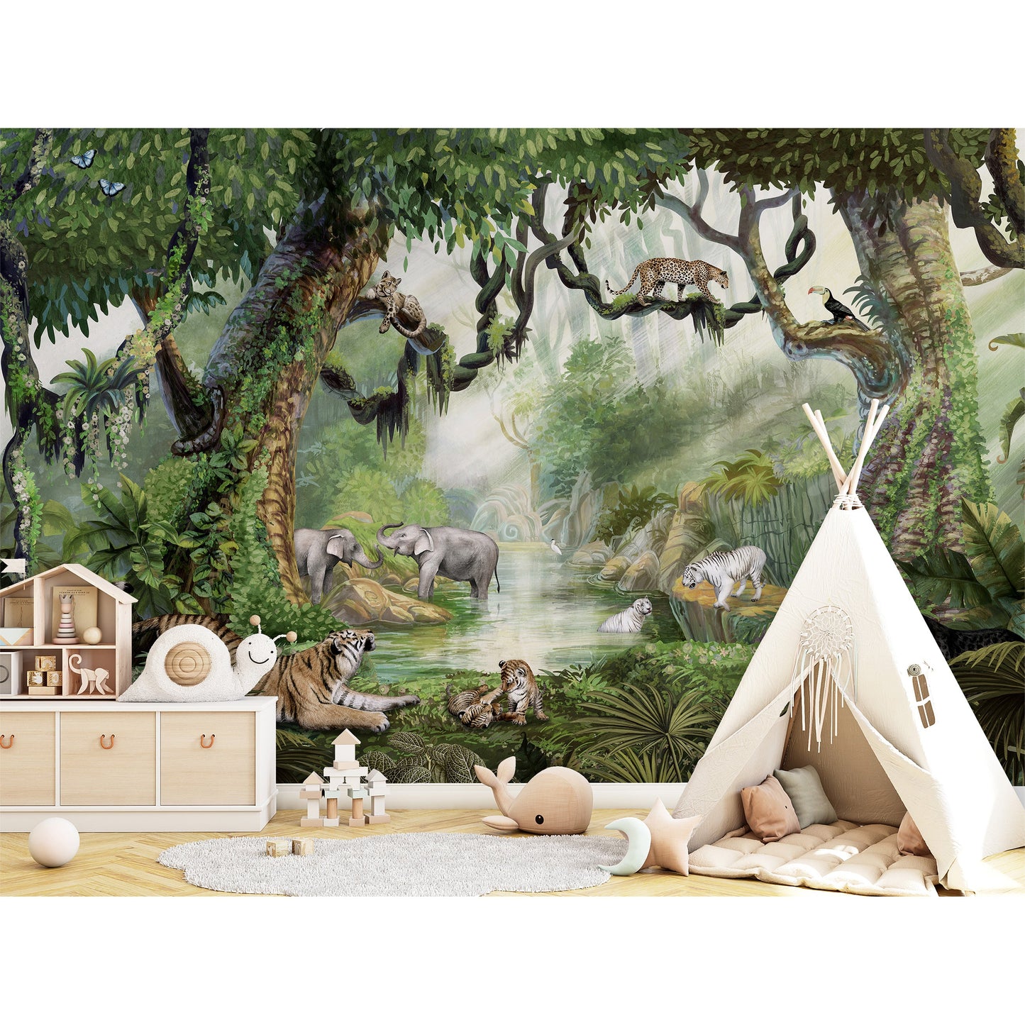 はがせるミューラル壁紙 のりなし KIKKI BELLE Jungle Cats W13323