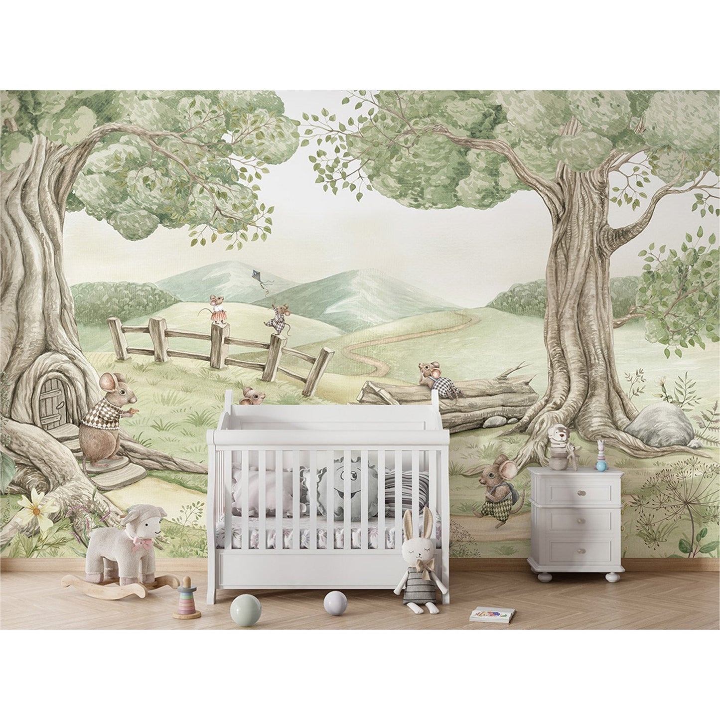 はがせるミューラル壁紙 のりなし KIKKI BELLE Mouse Family W13912