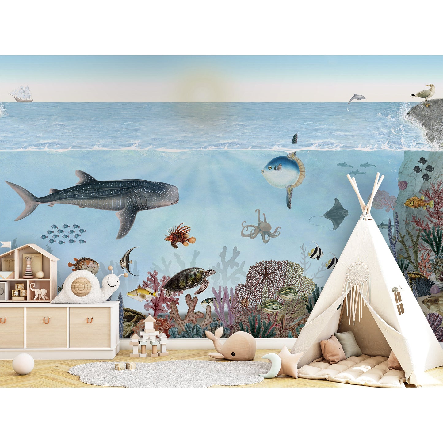 はがせるミューラル壁紙 のりなし KIKKI BELLE Ocean Lookbook W13328