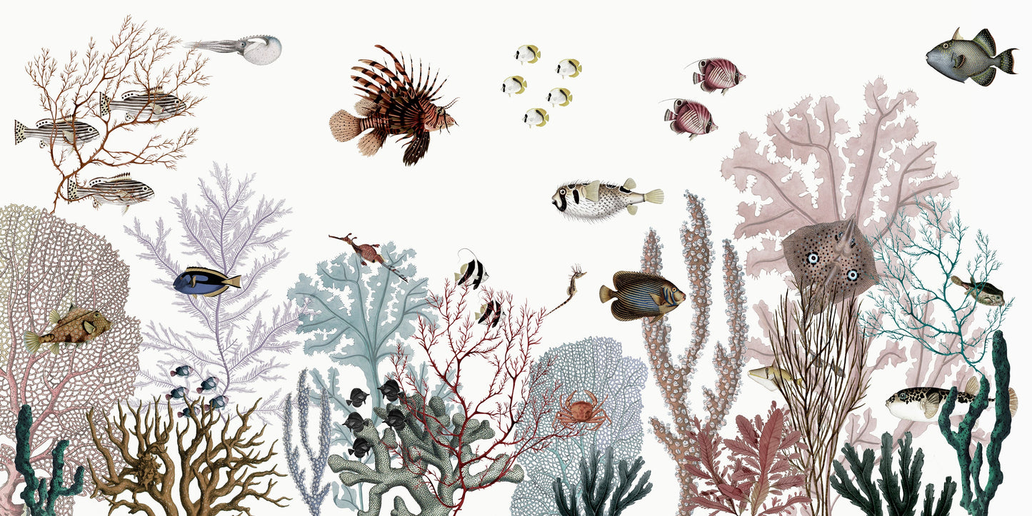 はがせるミューラル壁紙 のりなし KIKKI BELLE Roaring Reef - White W13381