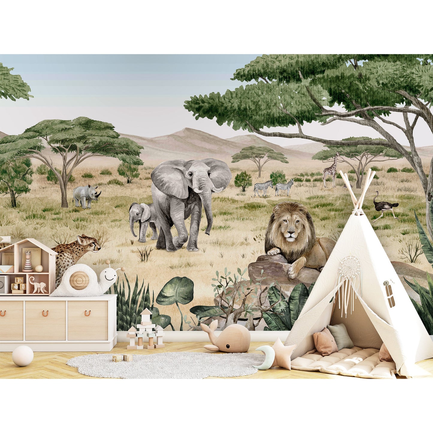 はがせるミューラル壁紙 のりなし KIKKI BELLE Savanne Secrets W13332