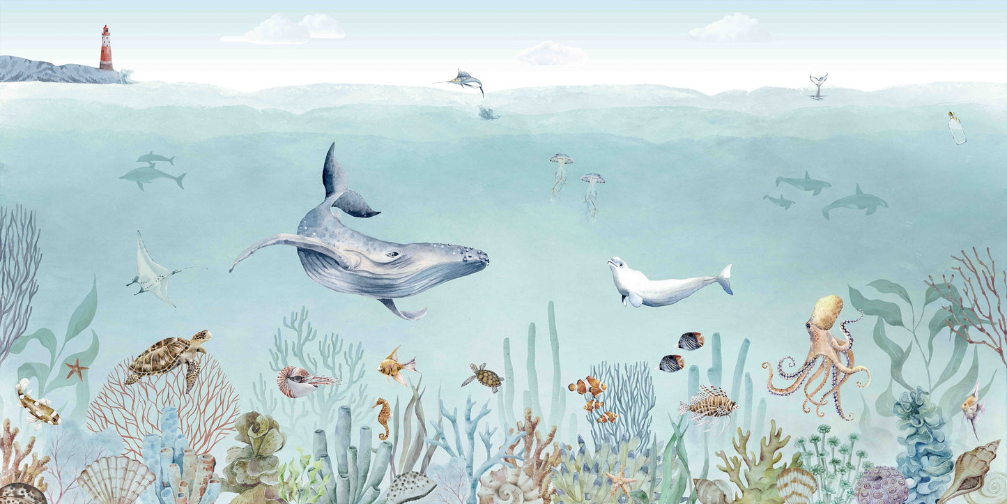 はがせるミューラル壁紙 のりなし KIKKI BELLE Secret Sealife W13333