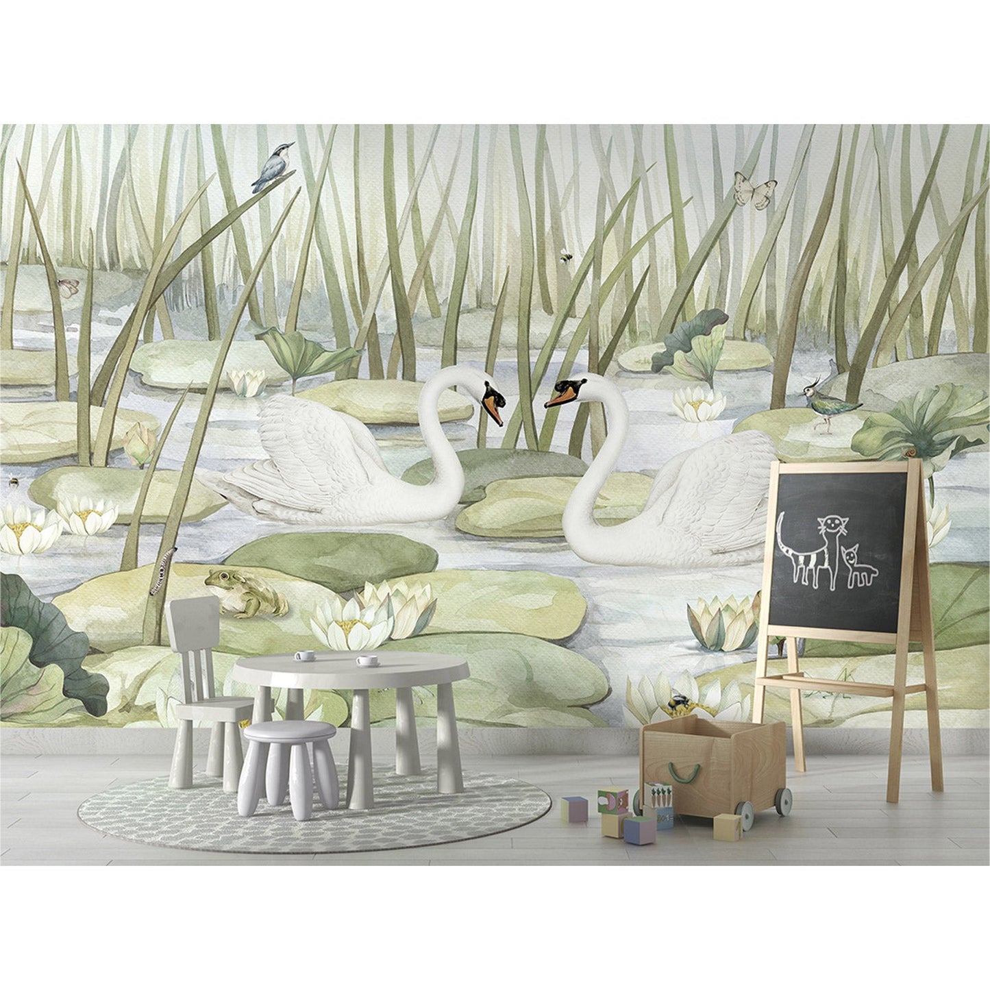 はがせるミューラル壁紙 のりなし KIKKI BELLE Spectacular Swans W13914