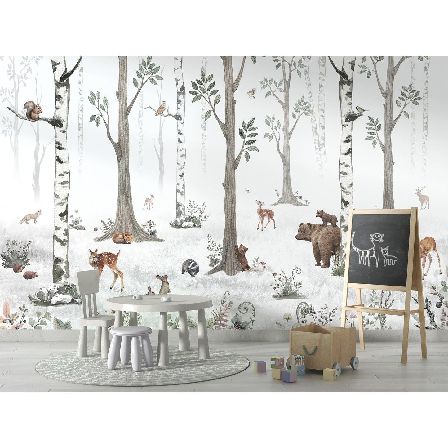 はがせるミューラル壁紙 のりなし KIKKI BELLE White Forest W13337