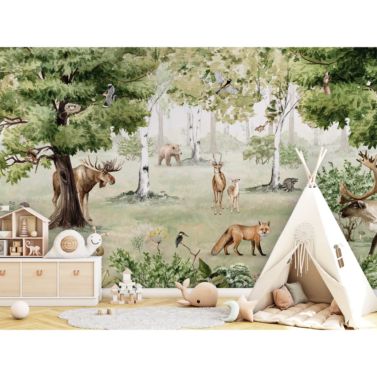 はがせるミューラル壁紙 のりなし KIKKI BELLE Woodland Wonders W13339