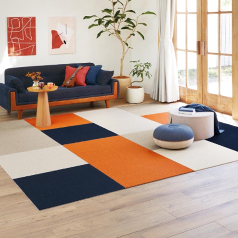 洗えるタイルカーペット サンゲツ  STYLE KIT+ LOOP 【1枚単位で販売】 KIT-1611 くじら 吸着タイプ 床暖房対応