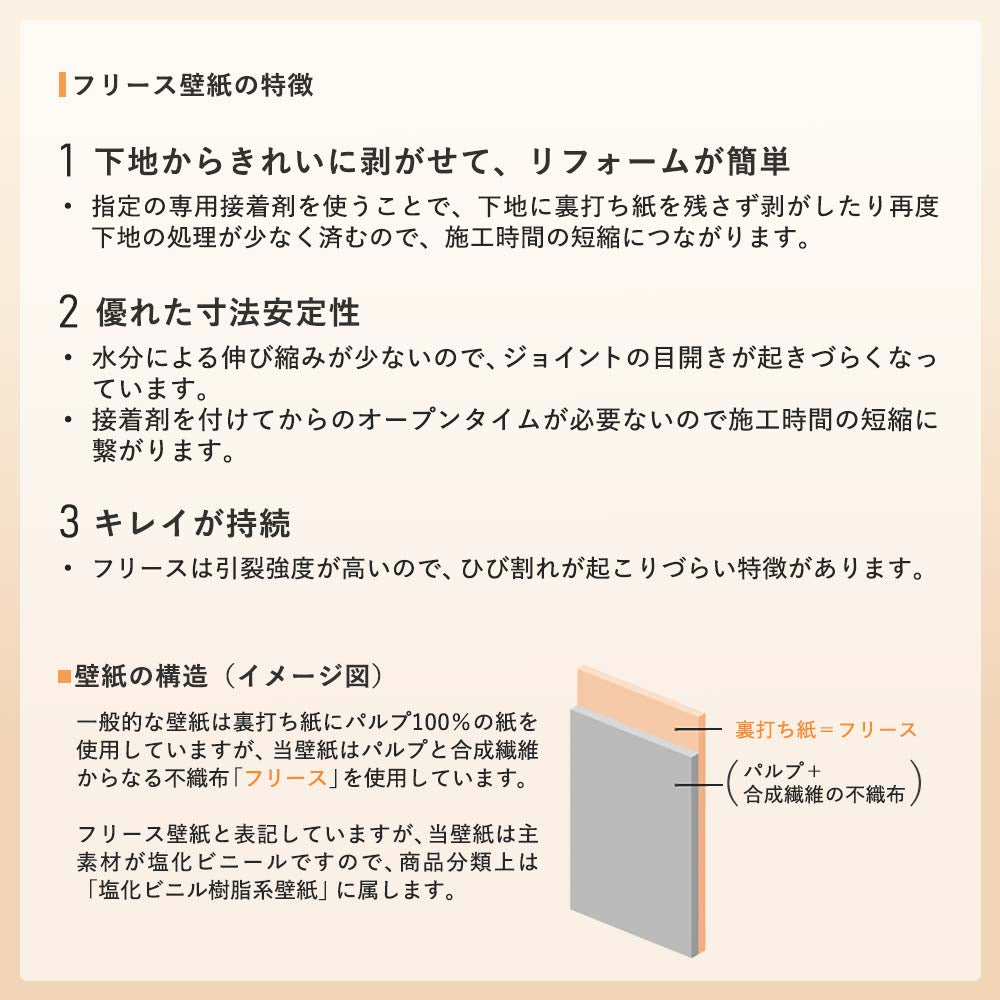 LLA-6067 壁紙 のりなし クロス / リリカラ / ライト ベージュの無地【1m単位切り売り】