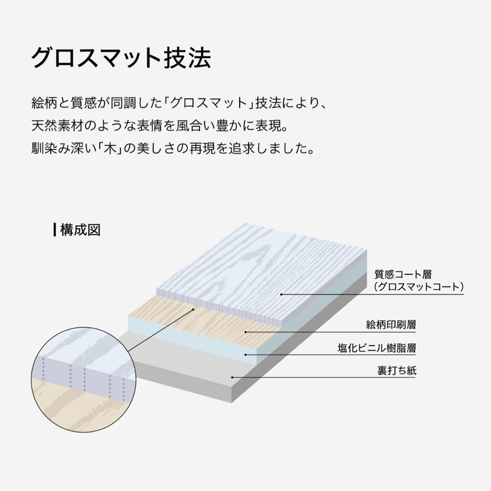 LL-6080 壁紙 のりなし クロス / リリカラ / ライト ホワイト木目【1m単位切り売り】