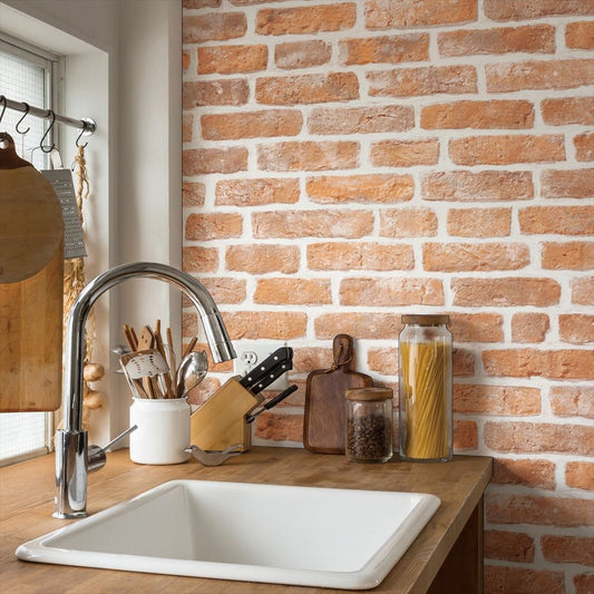 LL-6160 LW-264 壁紙 のりなし クロス / リリカラ / ライト レンガ柄【50m巻】