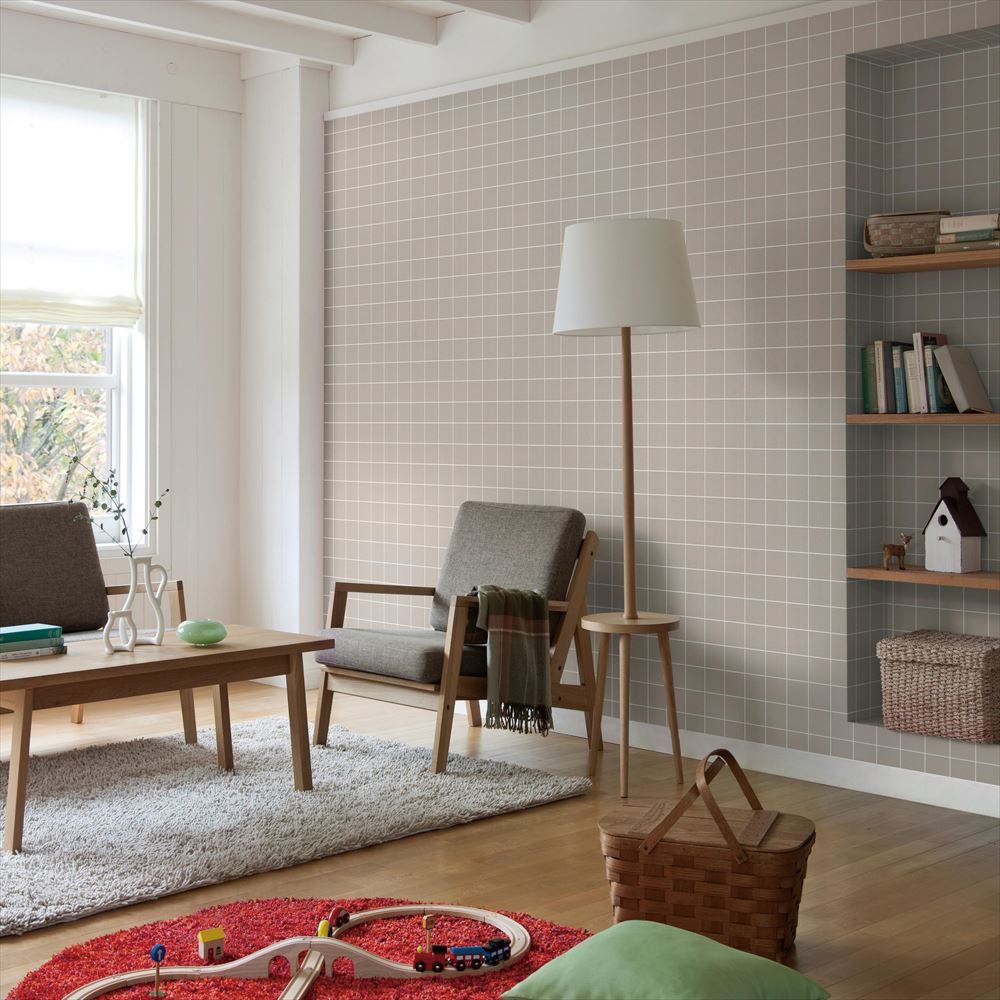 LL-6177 LV-2307 壁紙 のりなし クロス / リリカラ / ライト タイル柄【50m巻】