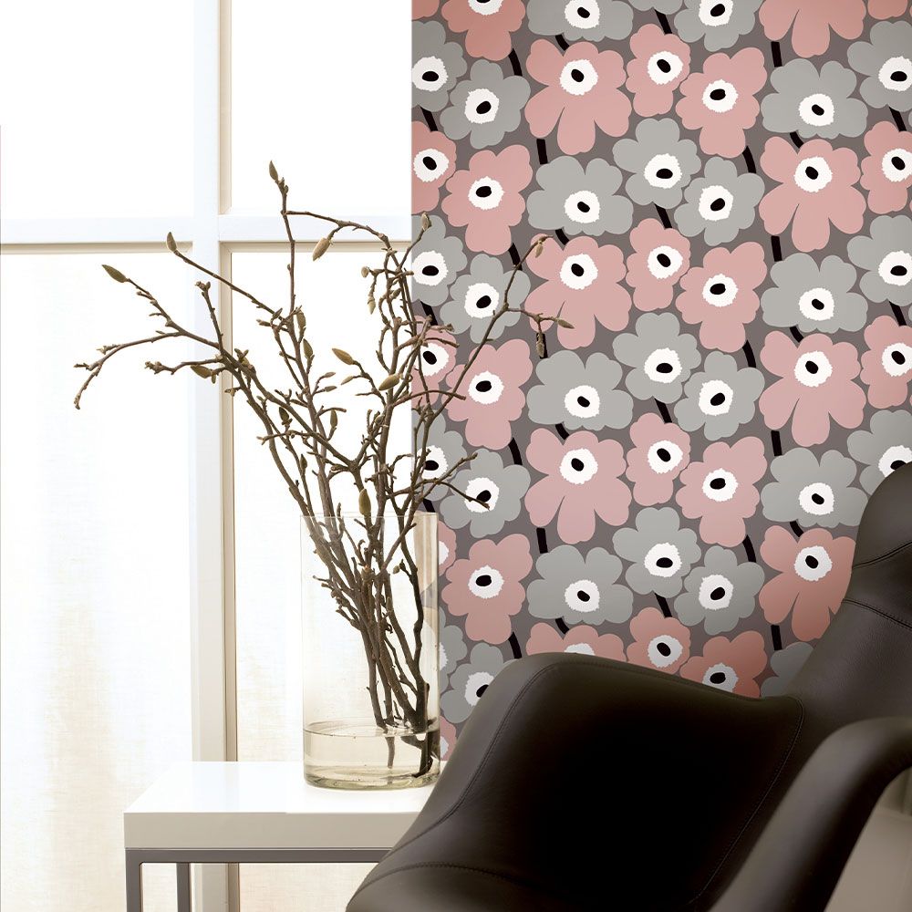 はがせる 壁紙 シール 「marimekko × NU WALLPAPER」Pink Pieni Unikko Peel and Stick Wallpaper / MKS4491