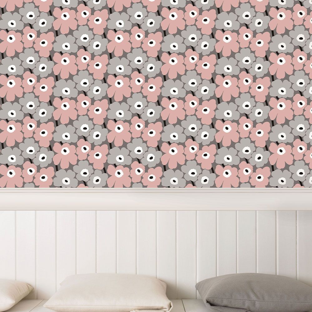 はがせる 壁紙 シール 「marimekko × NU WALLPAPER」Pink Pieni Unikko Peel and Stick Wallpaper / MKS4491